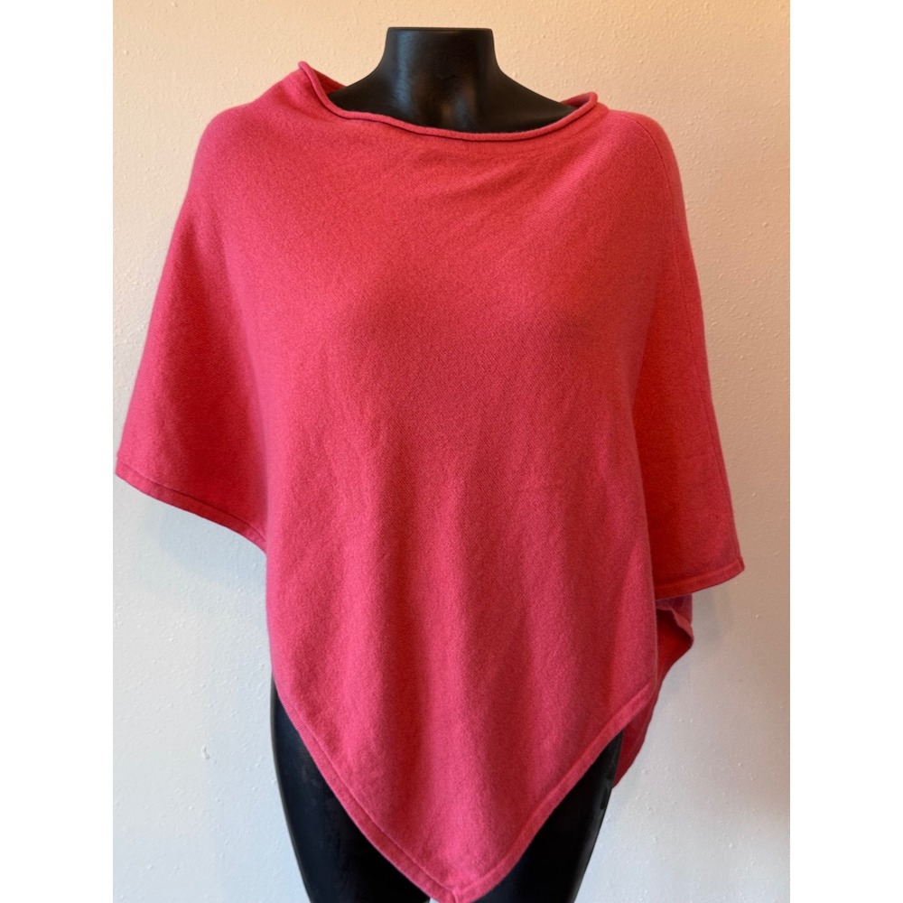 Nordstrom Pink 100% Cashmere Poncho Wrap One Size Asymmetric Knit Fall Colorful